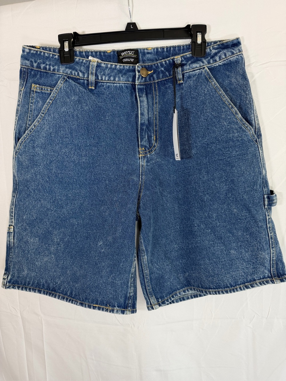 WESC Unisex Denim Carpenter Shorts in Blue